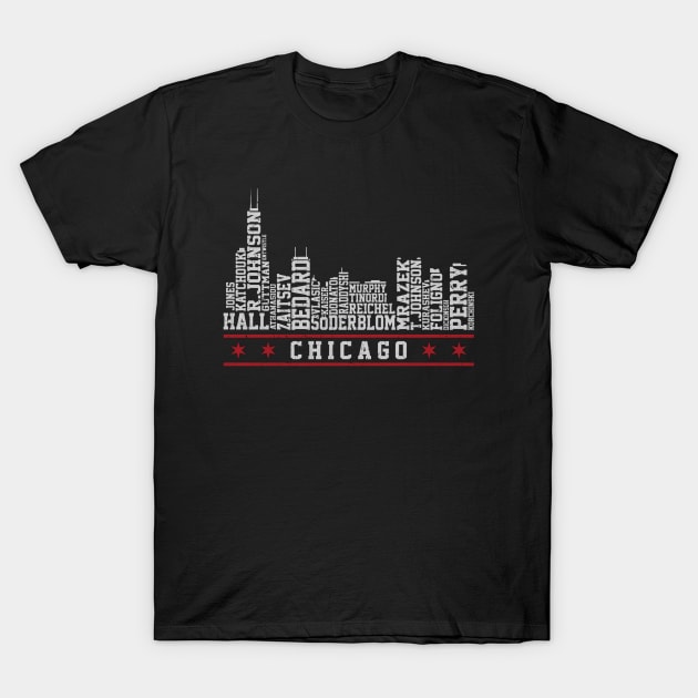 Chicago Hockey Roster Skyline 23 T-Shirt by ClarityMacaws